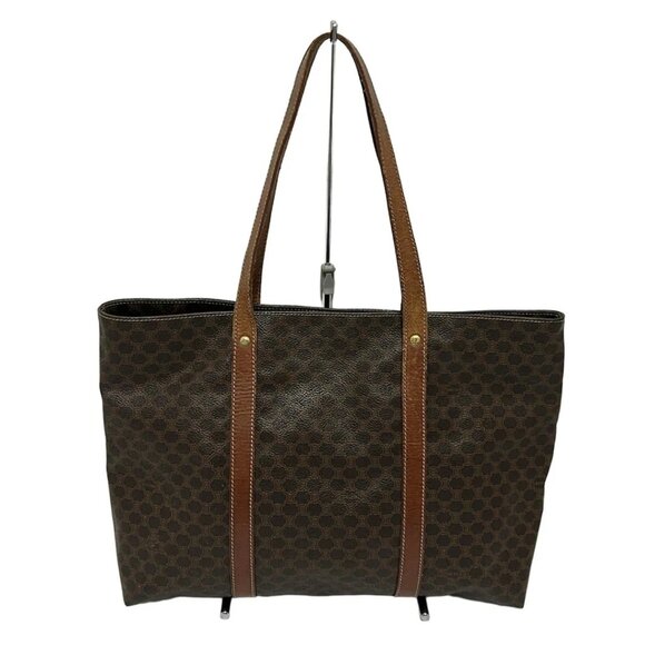 CELINE Macadam - Dark Brown Light Brown PVC Leather Tote Bag 177-081625 - Picture 2 of 8